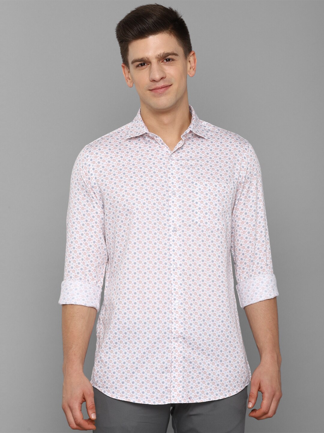 

Allen Solly Men White Slim Fit Printed Casual Cotton Shirt