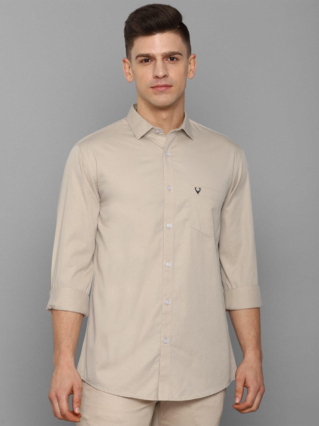 

Allen Solly Men Beige Slim Fit Casual Cotton Shirt