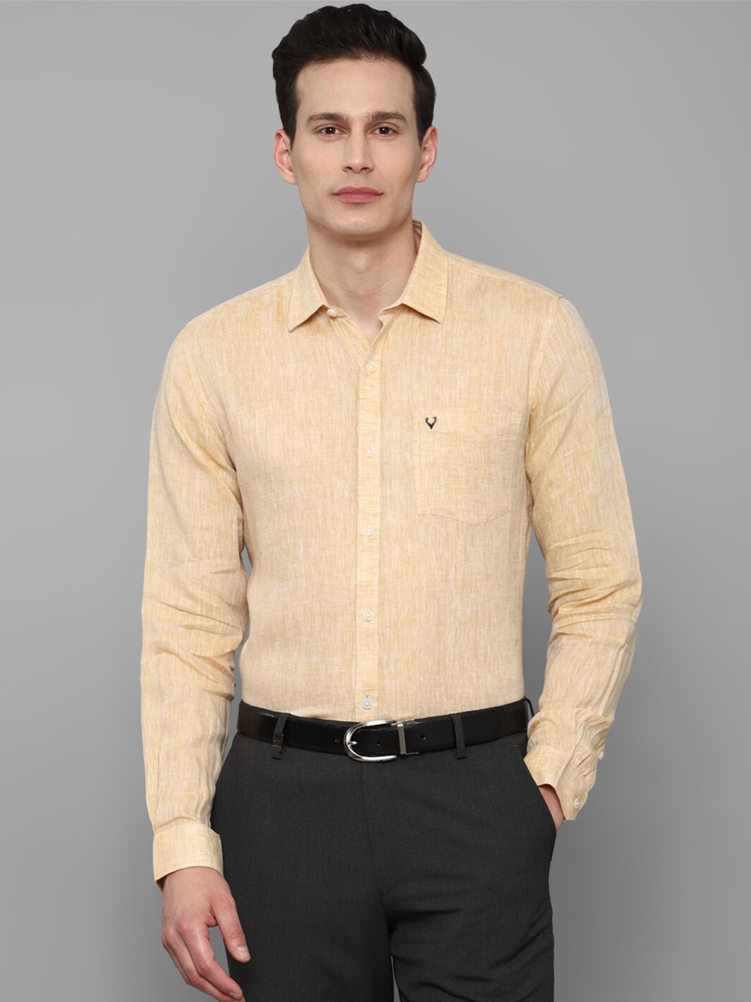 

Allen Solly Men Yellow Slim Fit Formal Linen Shirt