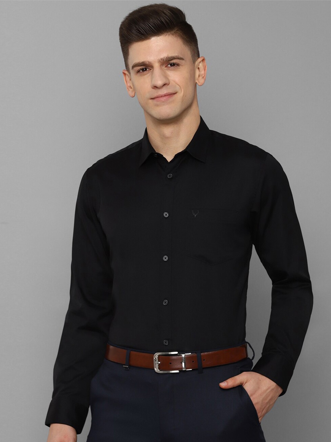

Allen Solly Men Black Slim Fit Formal Cotton Shirt