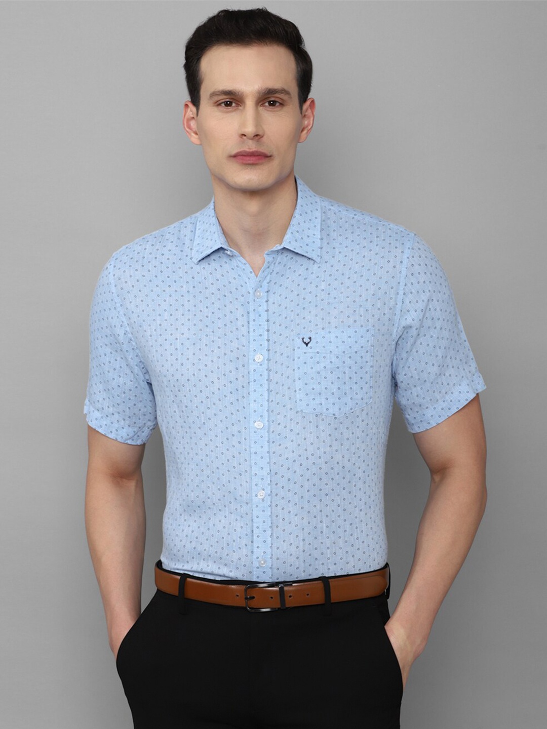 

Allen Solly Men Blue Slim Fit Printed Formal Shirt