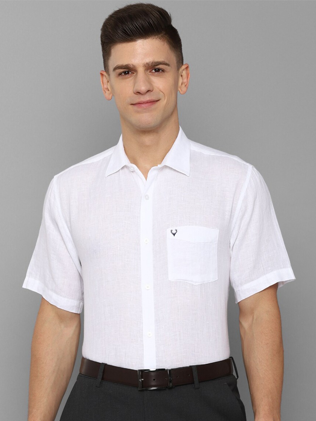 

Allen Solly Men White Slim Fit Pure Linen Formal Shirt