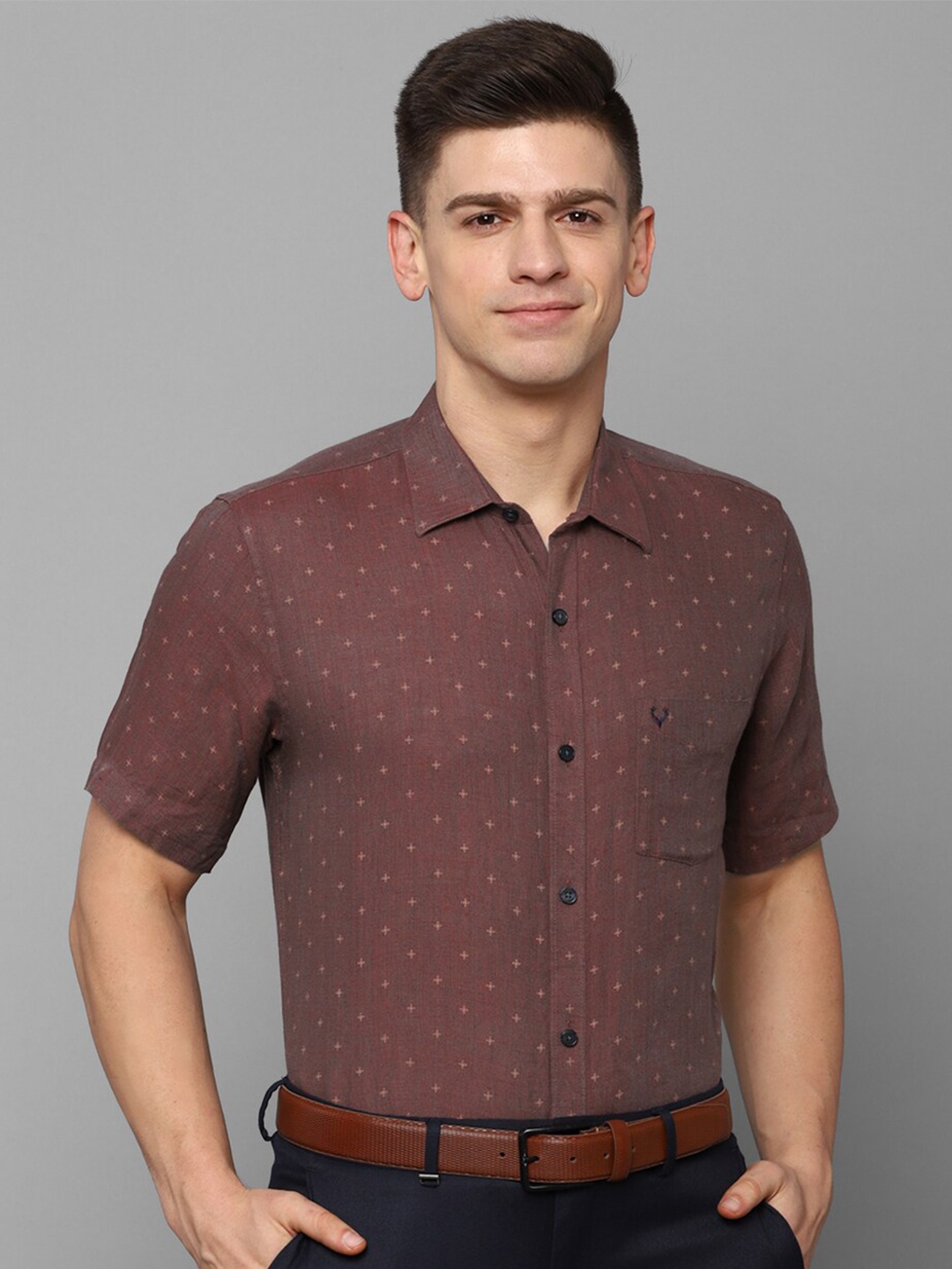 

Allen Solly Men Brown Slim Fit Printed Casual Shirt