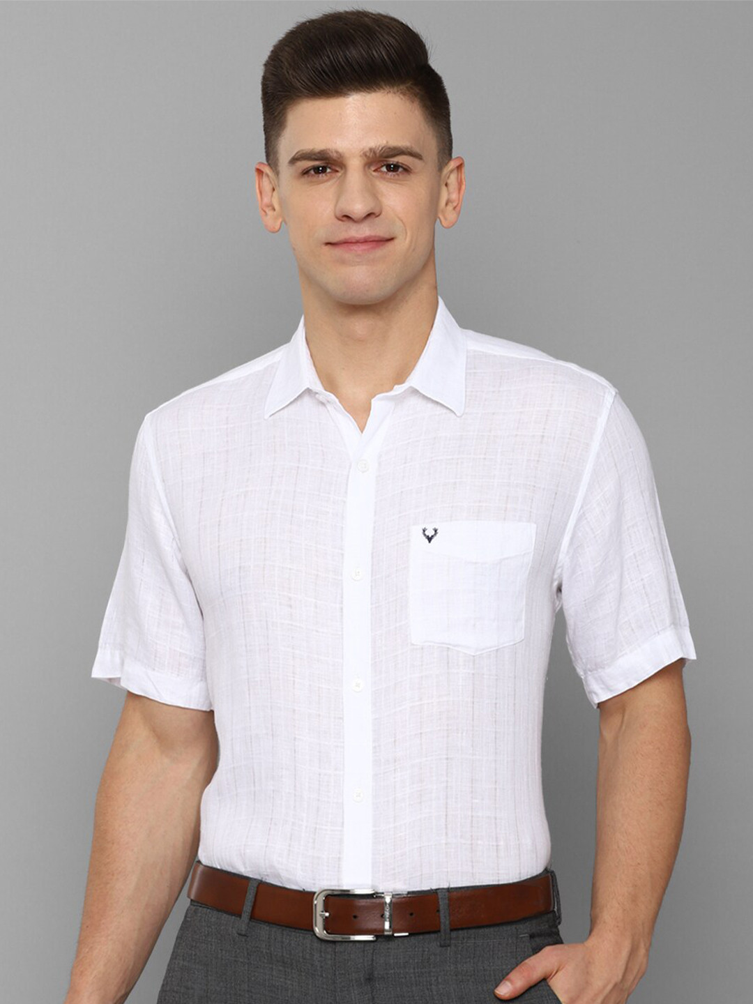 

Allen Solly Men White Pure Linen Slim Fit Formal Shirt