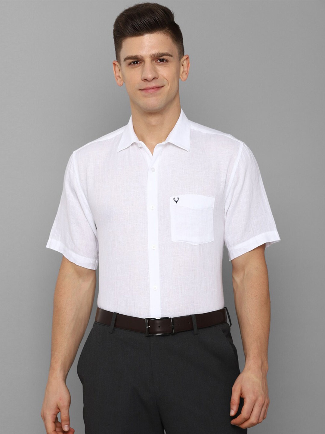 

Allen Solly Men White Slim Fit Formal Linen Shirt