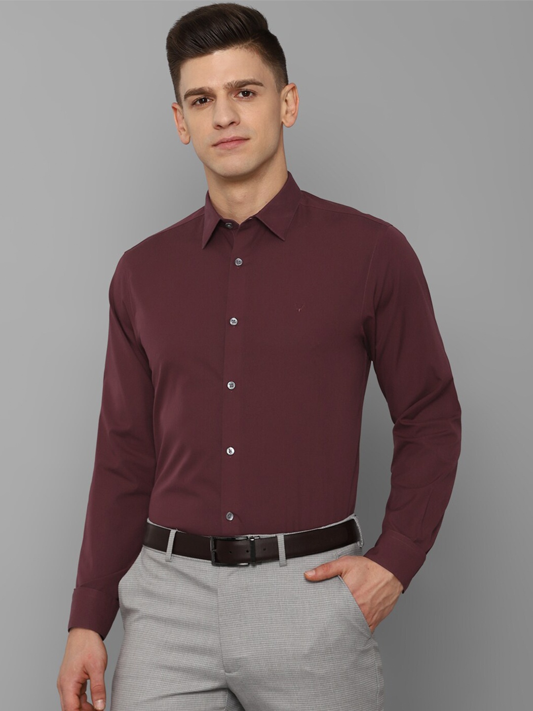 

Allen Solly Men Maroon Slim Fit Cotton Formal Shirt