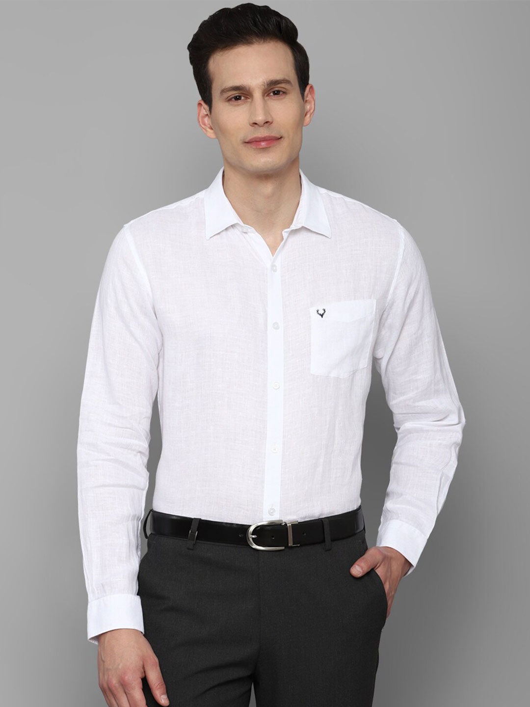 

Allen Solly Men White Slim Fit Linen Formal Shirt