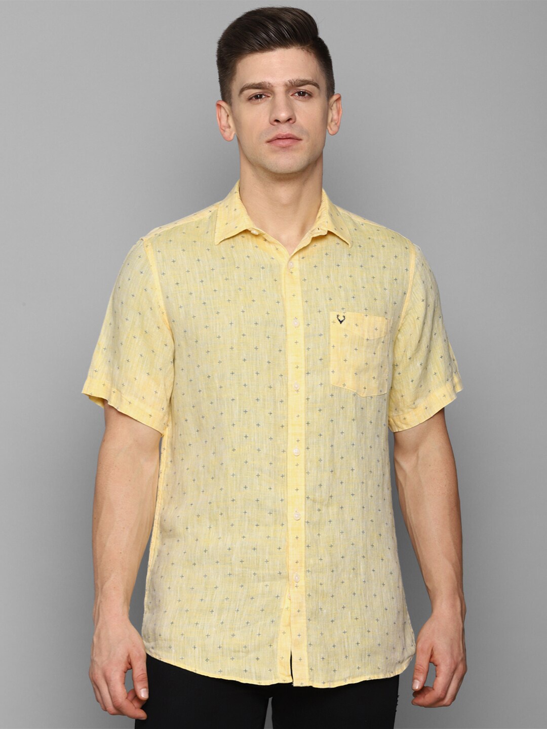 

Allen Solly Men Yellow Slim Fit Floral Printed Linen Casual Shirt
