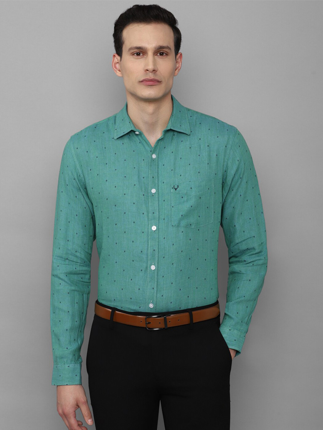 

Allen Solly Men Green Slim Fit Linen Formal Shirt