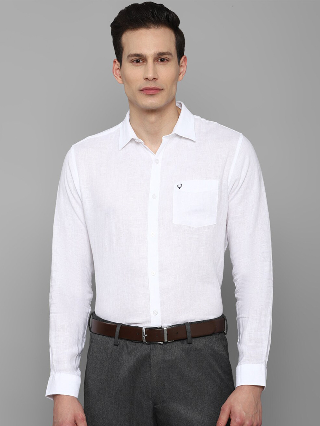 

Allen Solly Men White Slim Fit Linen Formal Shirt