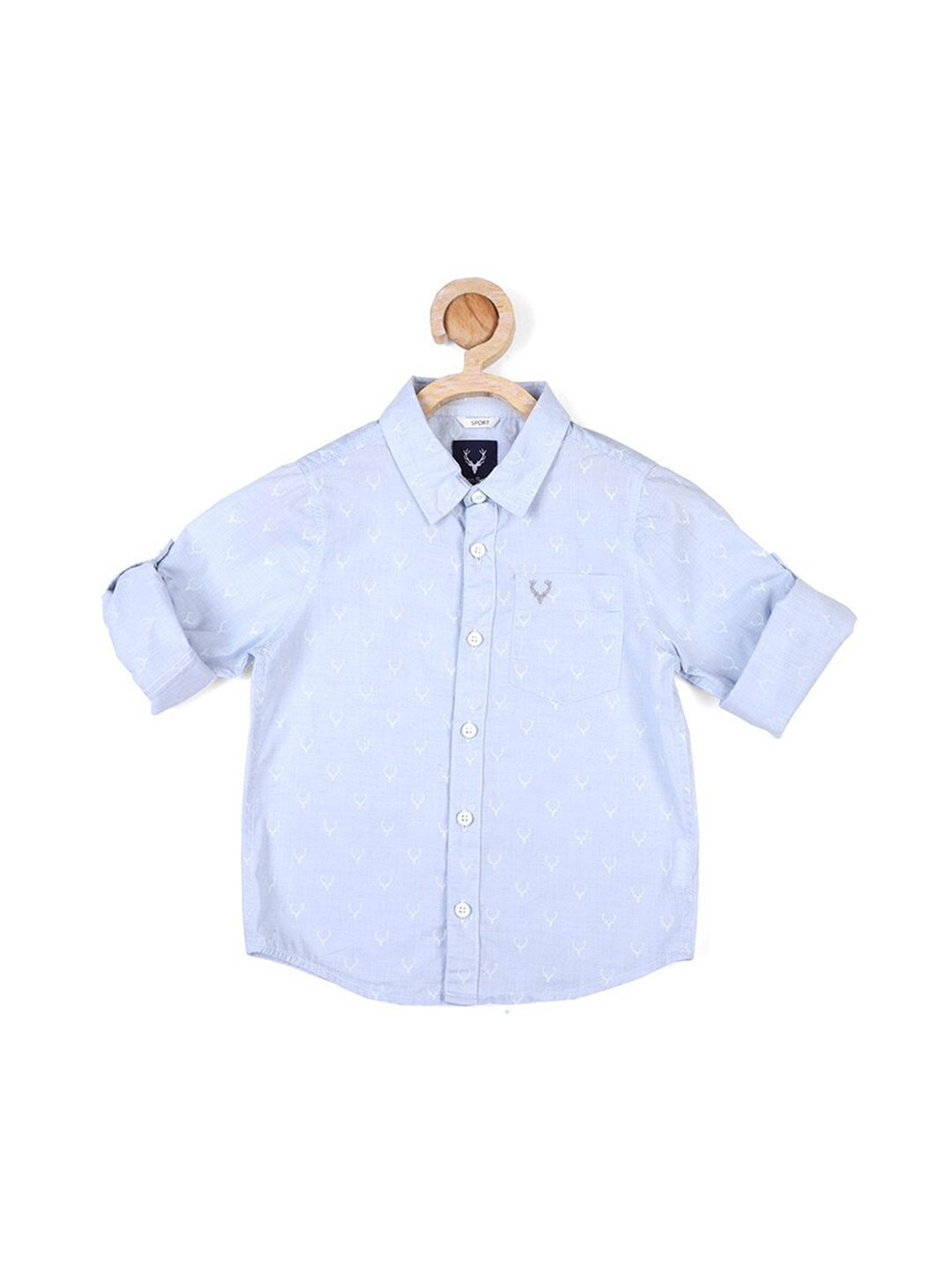 

Allen Solly Junior Boys Blue Slim Fit Printed Casual Cotton Shirt