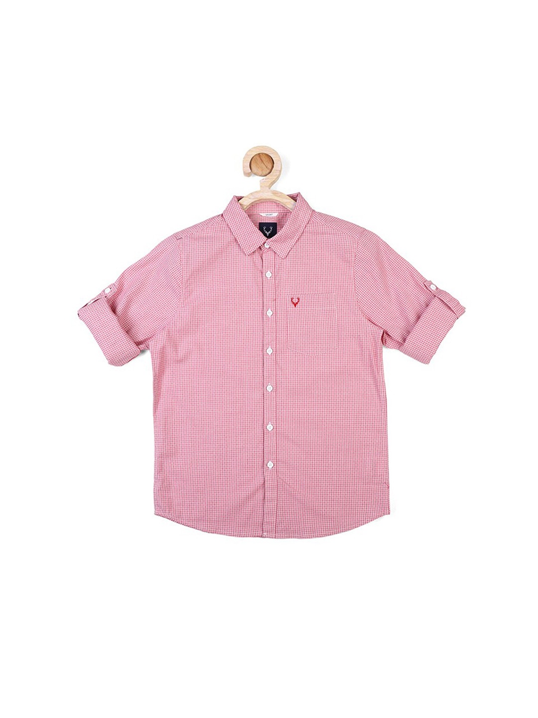 

Allen Solly Junior Boys Pink Slim Fit Micro Checked Casual Cotton Shirt
