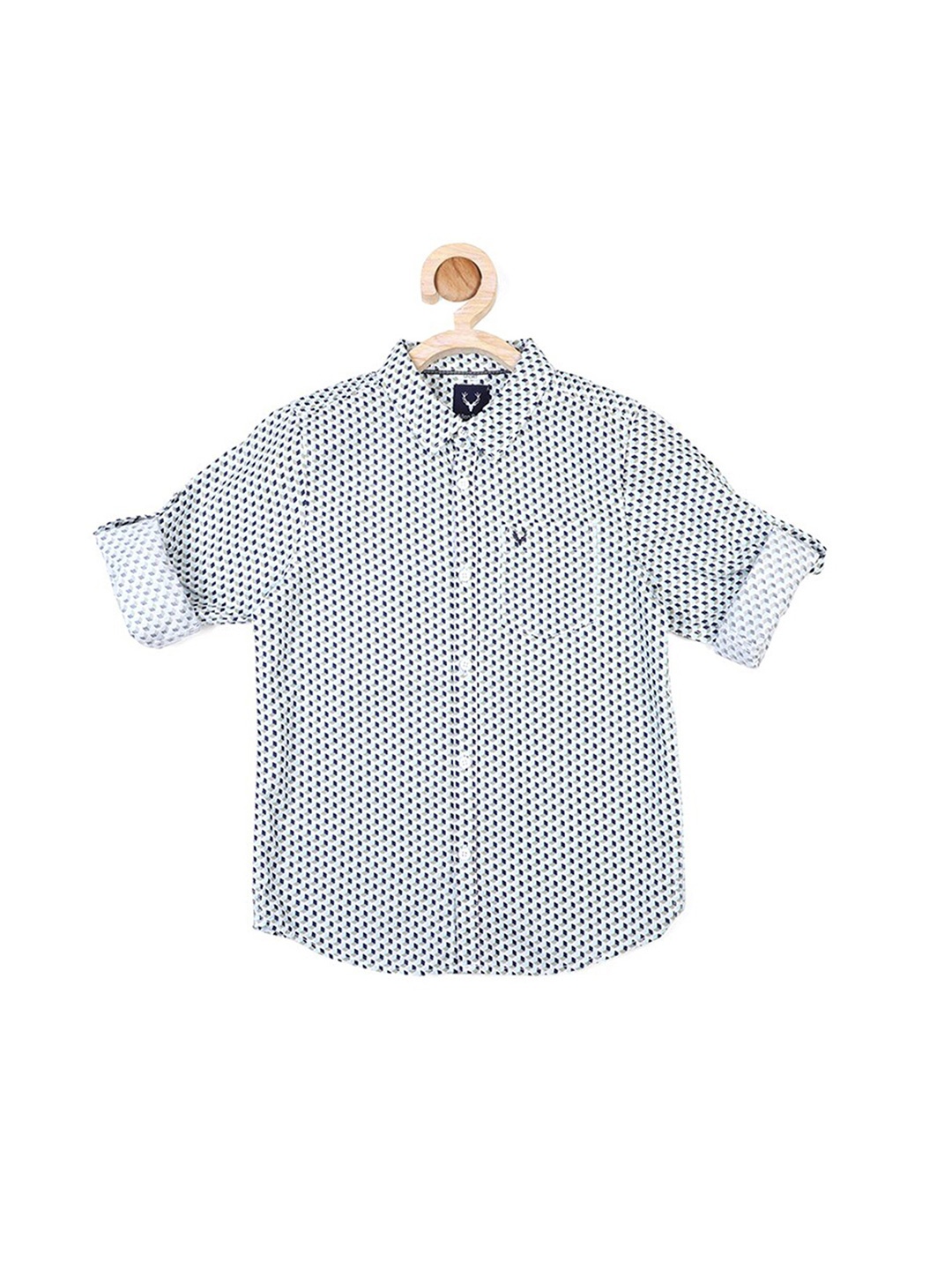 

Allen Solly Junior Boys Blue Slim Fit Printed Casual Cotton Shirt