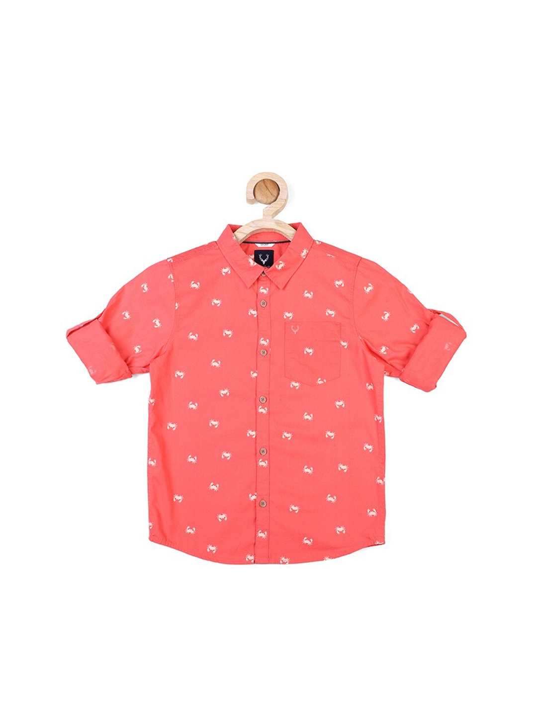 

Allen Solly Junior Boys Pink Slim Fit Printed Casual Cotton Shirt