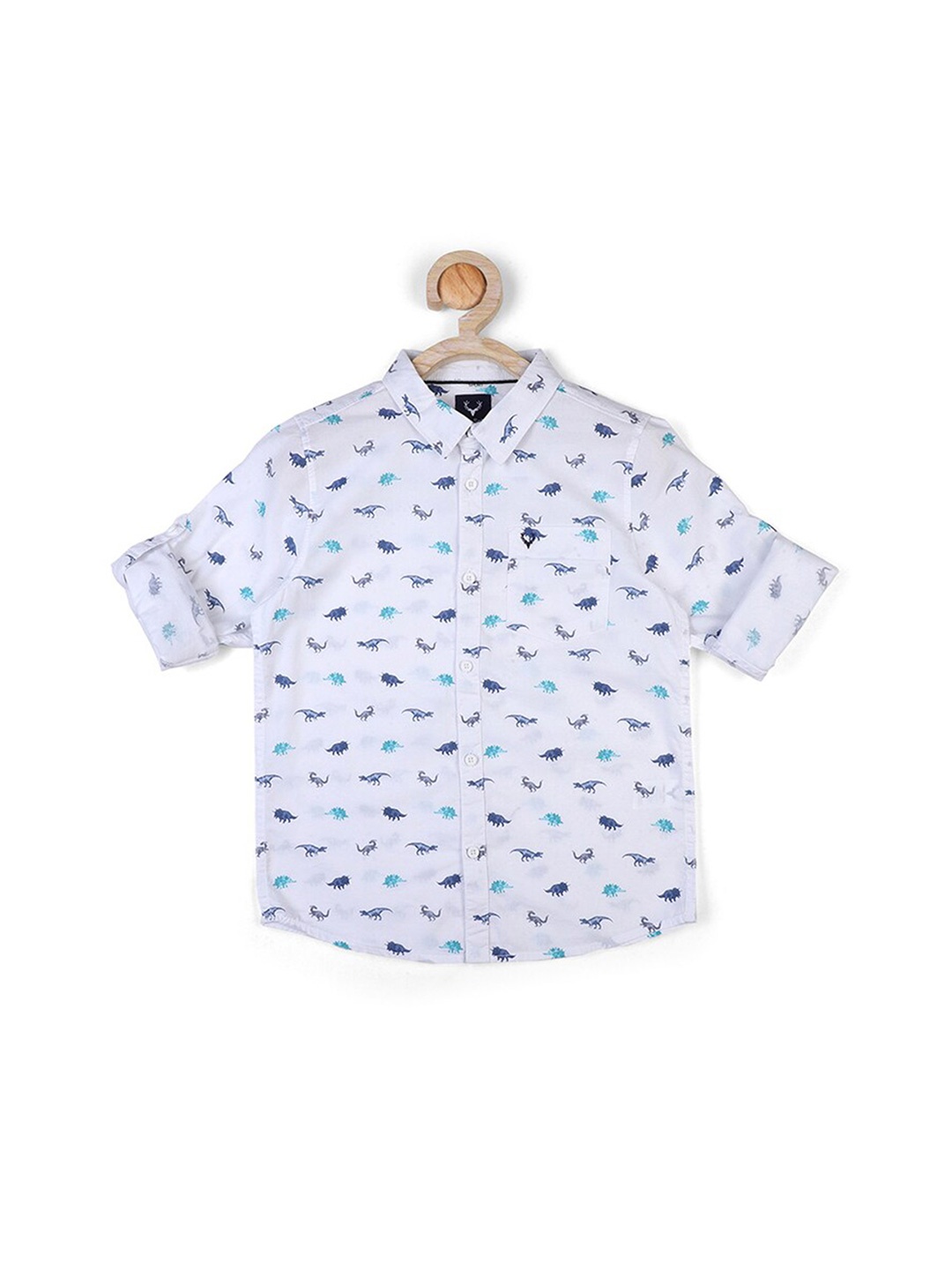 

Allen Solly Junior Boys White Slim Fit Printed Casual Cotton Shirt