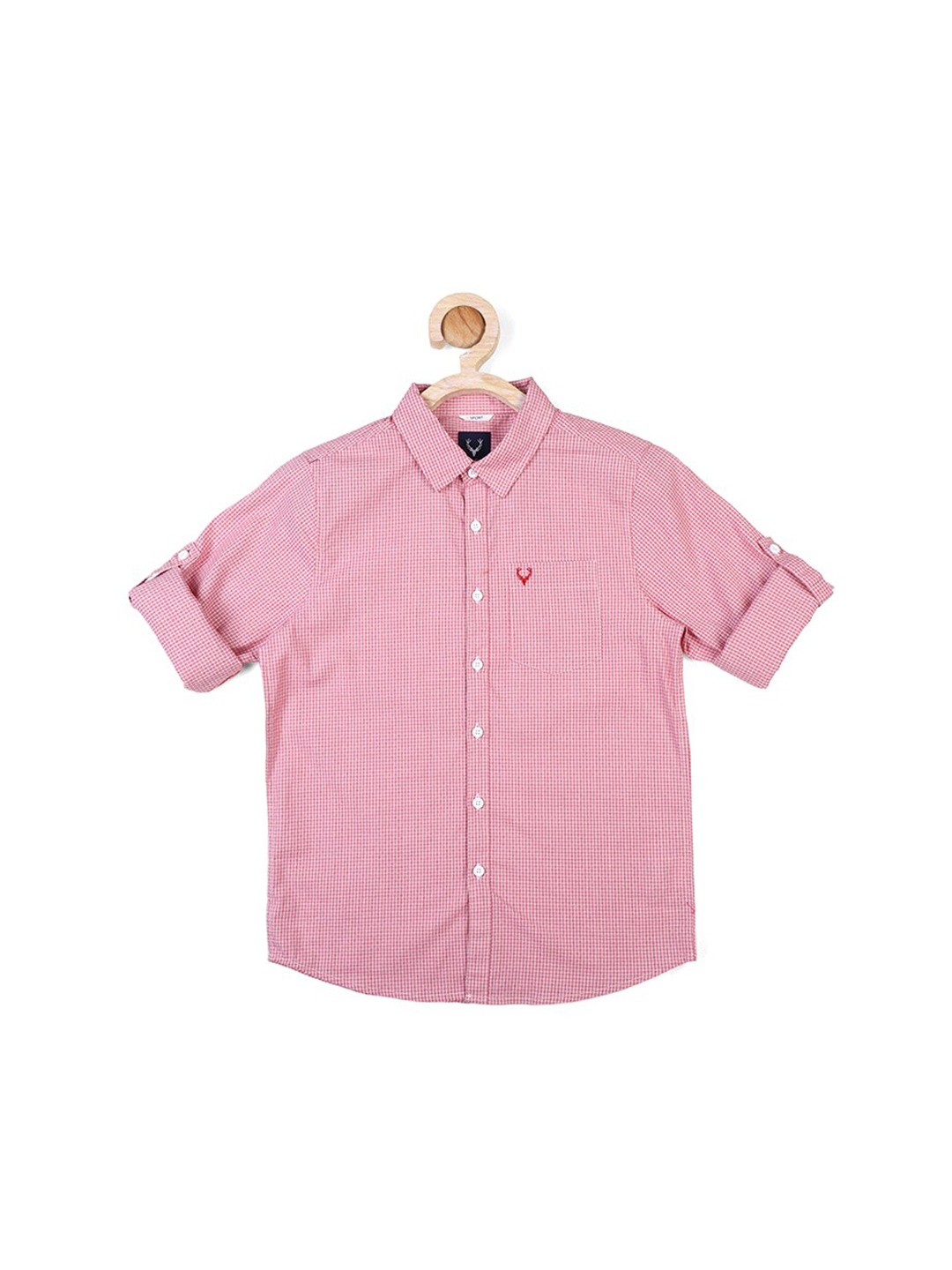 

Allen Solly Junior Boys Pink Slim Fit Micro Checks Checked Casual Cotton Shirt