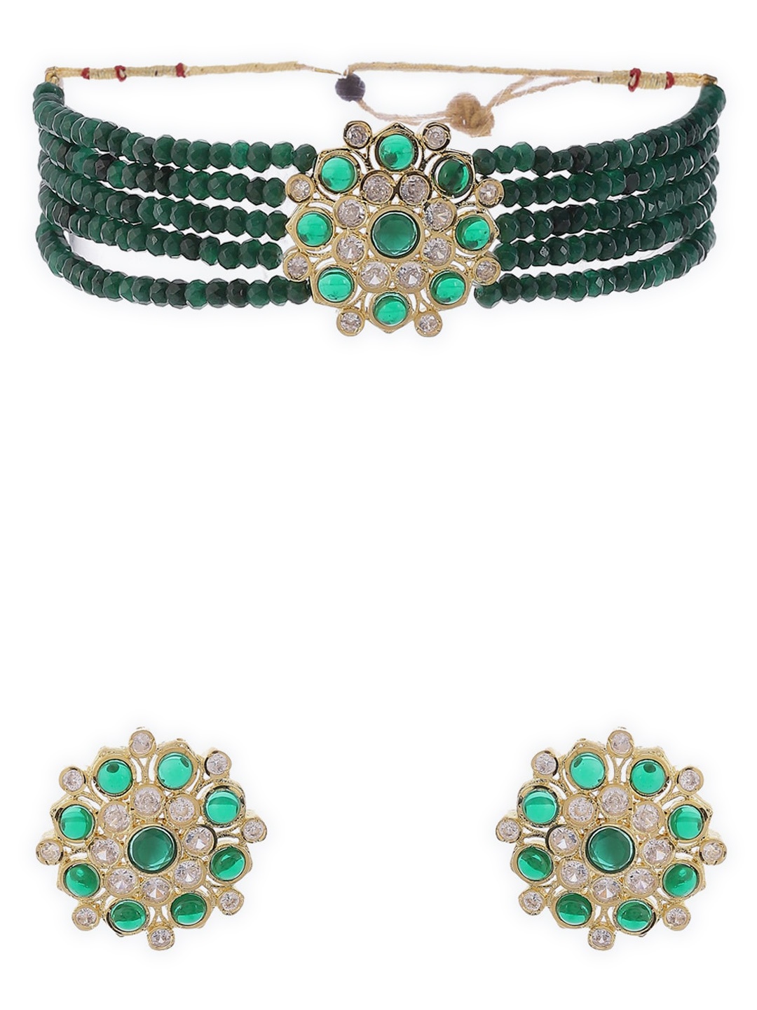 

Biba Gold-Toned & Plated Green Artificial Stones And Beads Studded Jewellery Set