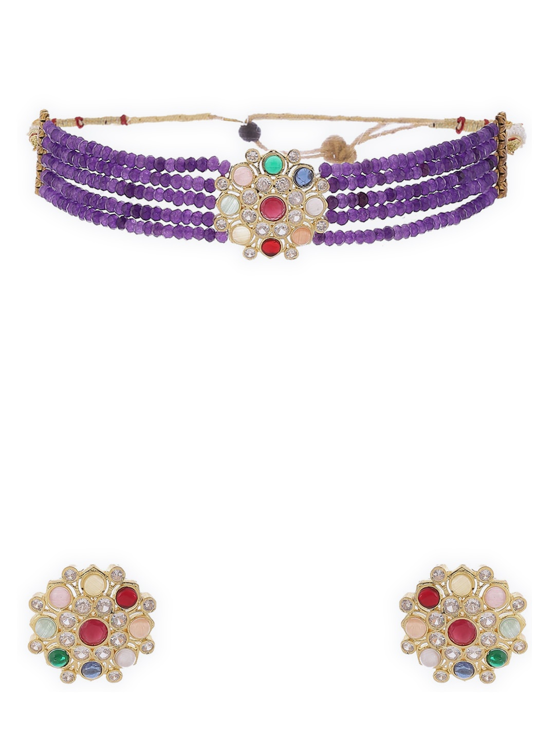 

Biba Gold-Toned & Plated Violet Artificial Stones & beads Studded Jewellery Set