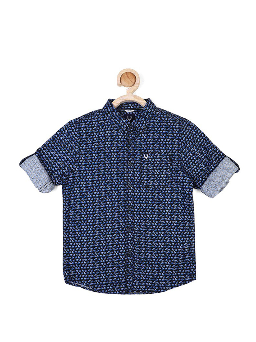 

Allen Solly Junior Boys Blue Slim Fit Printed Casual Cotton Shirt