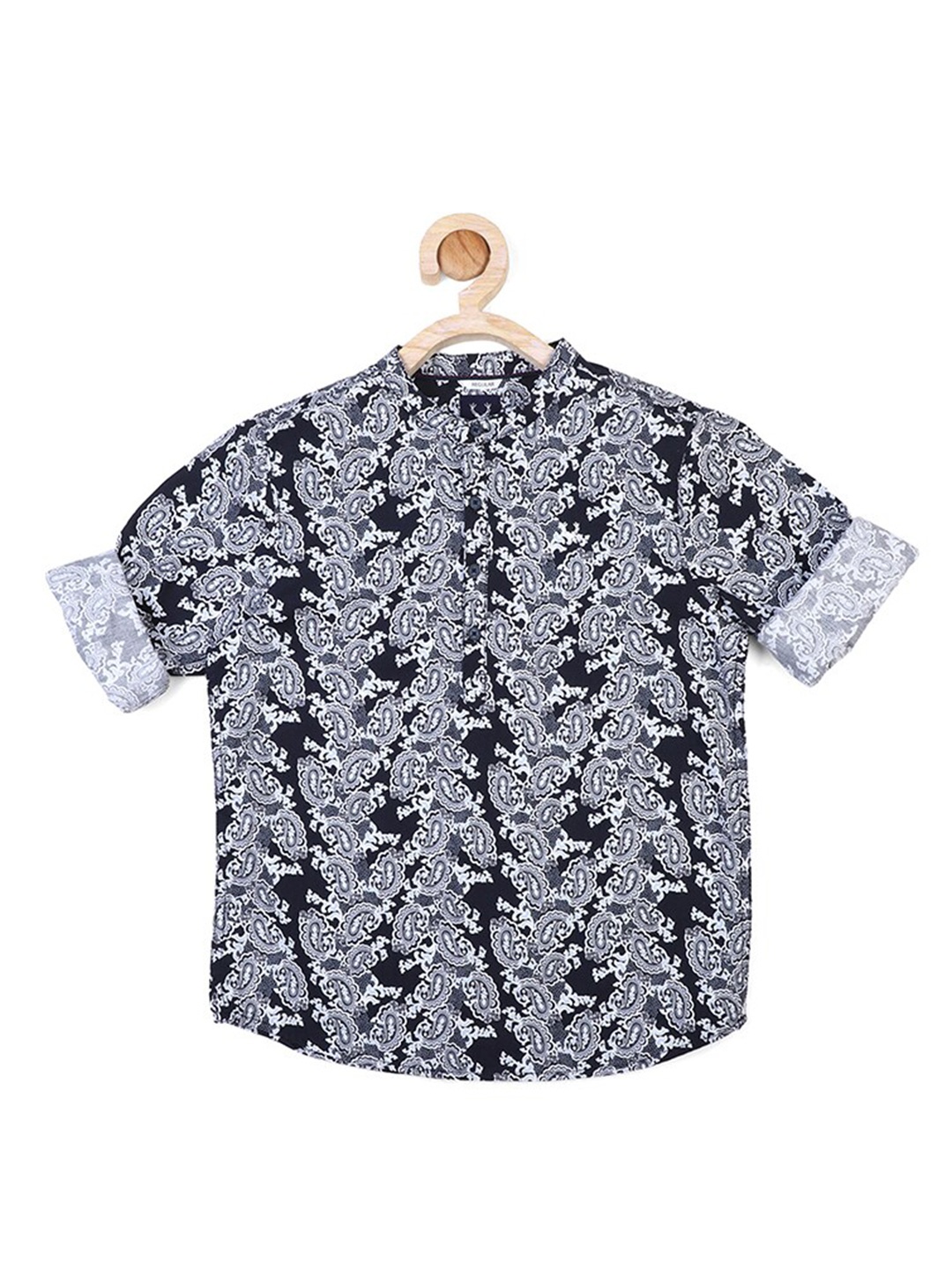 

Allen Solly Junior Boys Grey Printed Casual Cotton Shirt