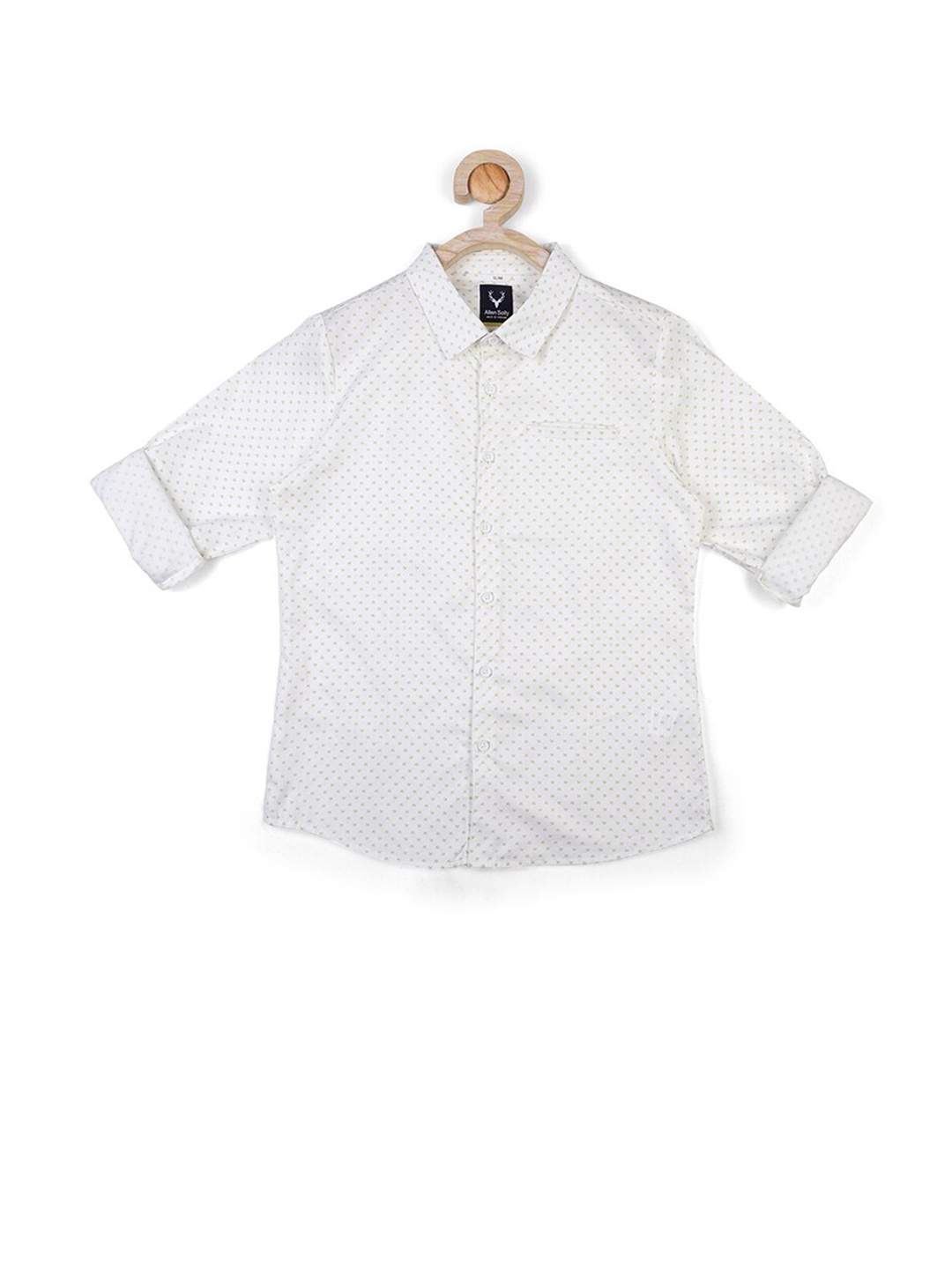 

Allen Solly Junior Boys White Slim Fit Printed Casual Cotton Shirt