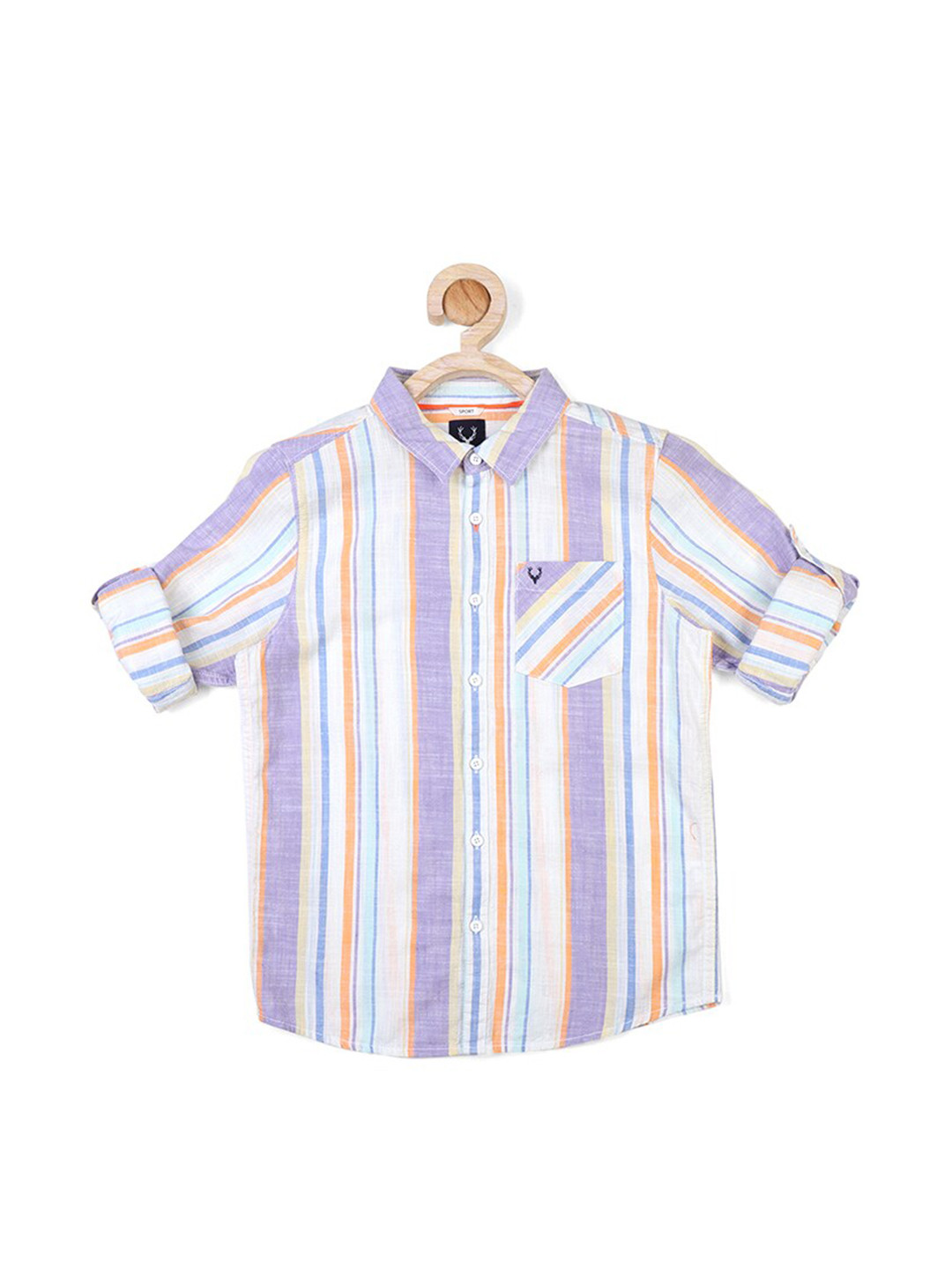 

Allen Solly Junior Boys White Slim Fit Striped Casual Cotton Shirt