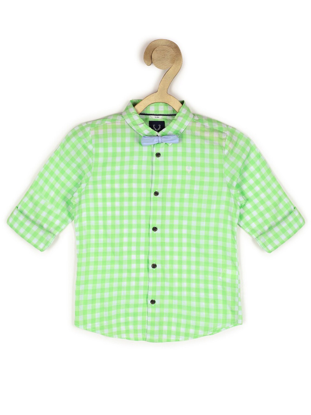 

Allen Solly Junior Boys Green Slim Fit Checked Casual Cotton Shirt
