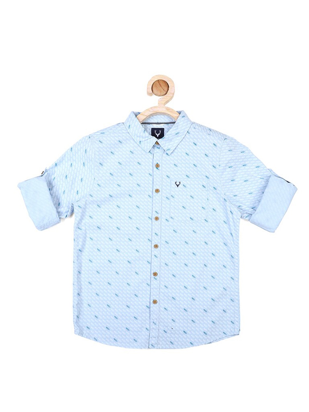 

Allen Solly Junior Boys Blue Slim Fit Printed Casual Cotton Shirt