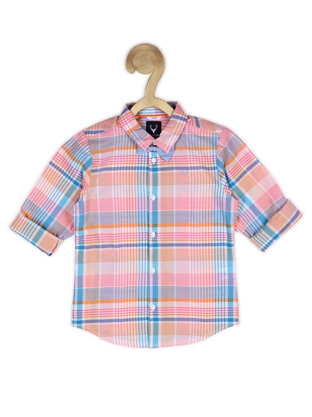 

Allen Solly Junior Boys Pink Slim Fit Checked Pure Cotton Casual Shirt