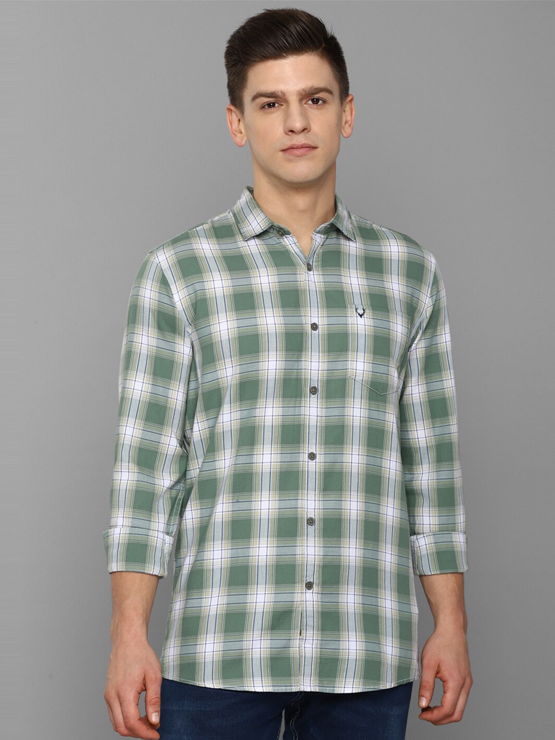 

Allen Solly Sport Men Green Tartan Checked Casual Shirt