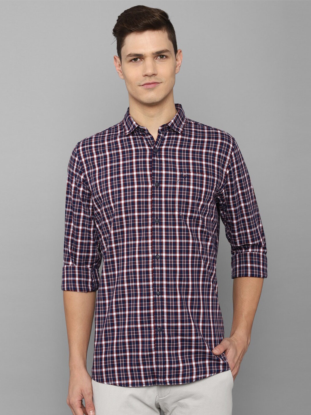 

Allen Solly Sport Men Navy Blue Tartan Checks Checked Casual Shirt