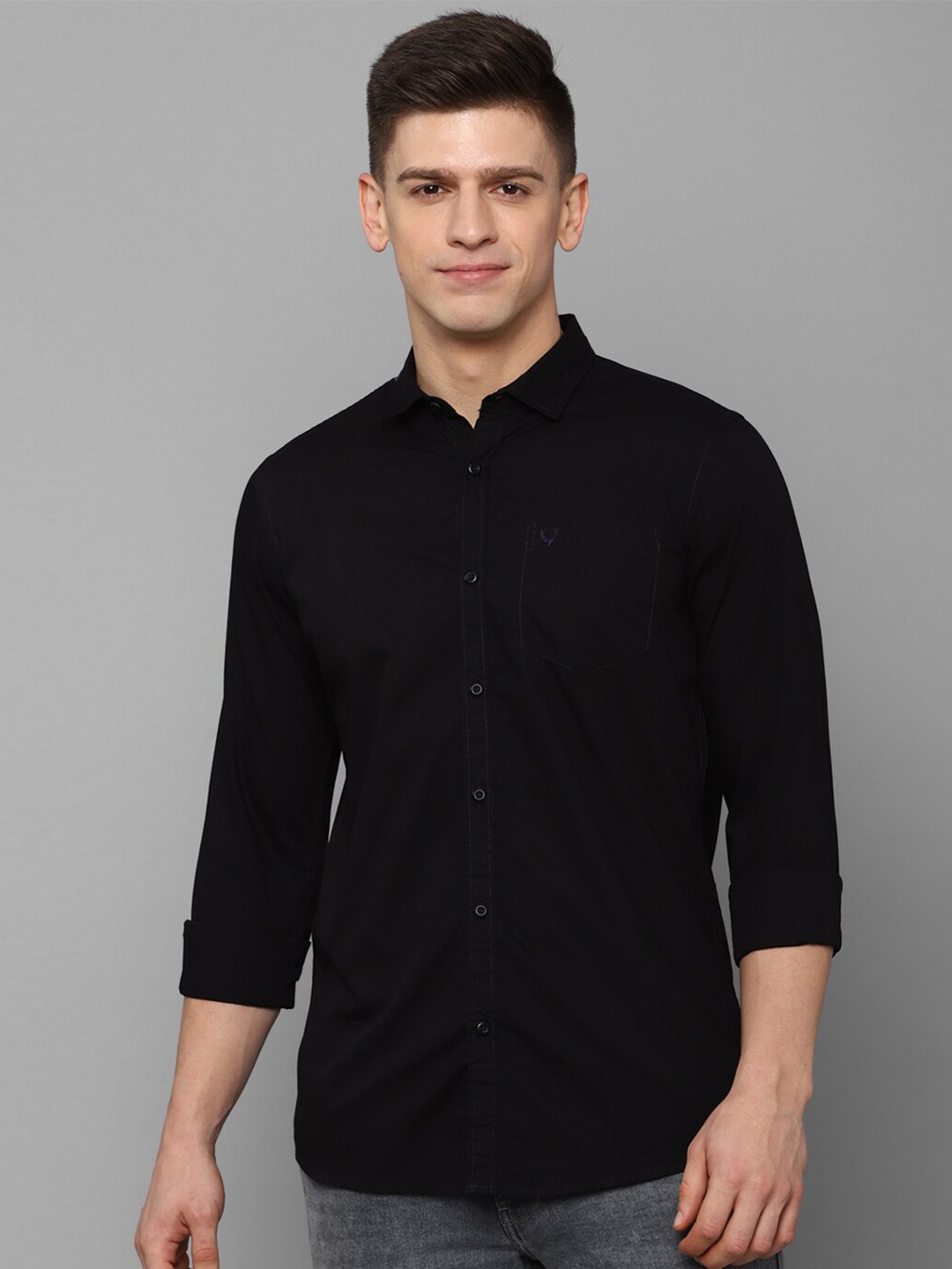

Allen Solly Sport Men Black Solid Cotton Casual Shirt