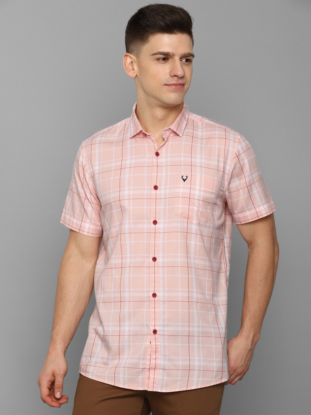 

Allen Solly Sport Men Pink Checked Casual Shirt
