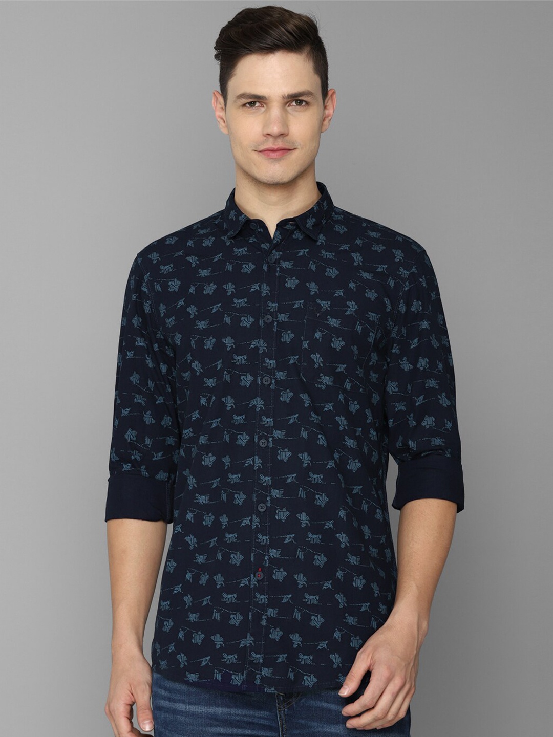 

Allen Solly Sport Men Navy Blue Abstract Printed Casual Shirt