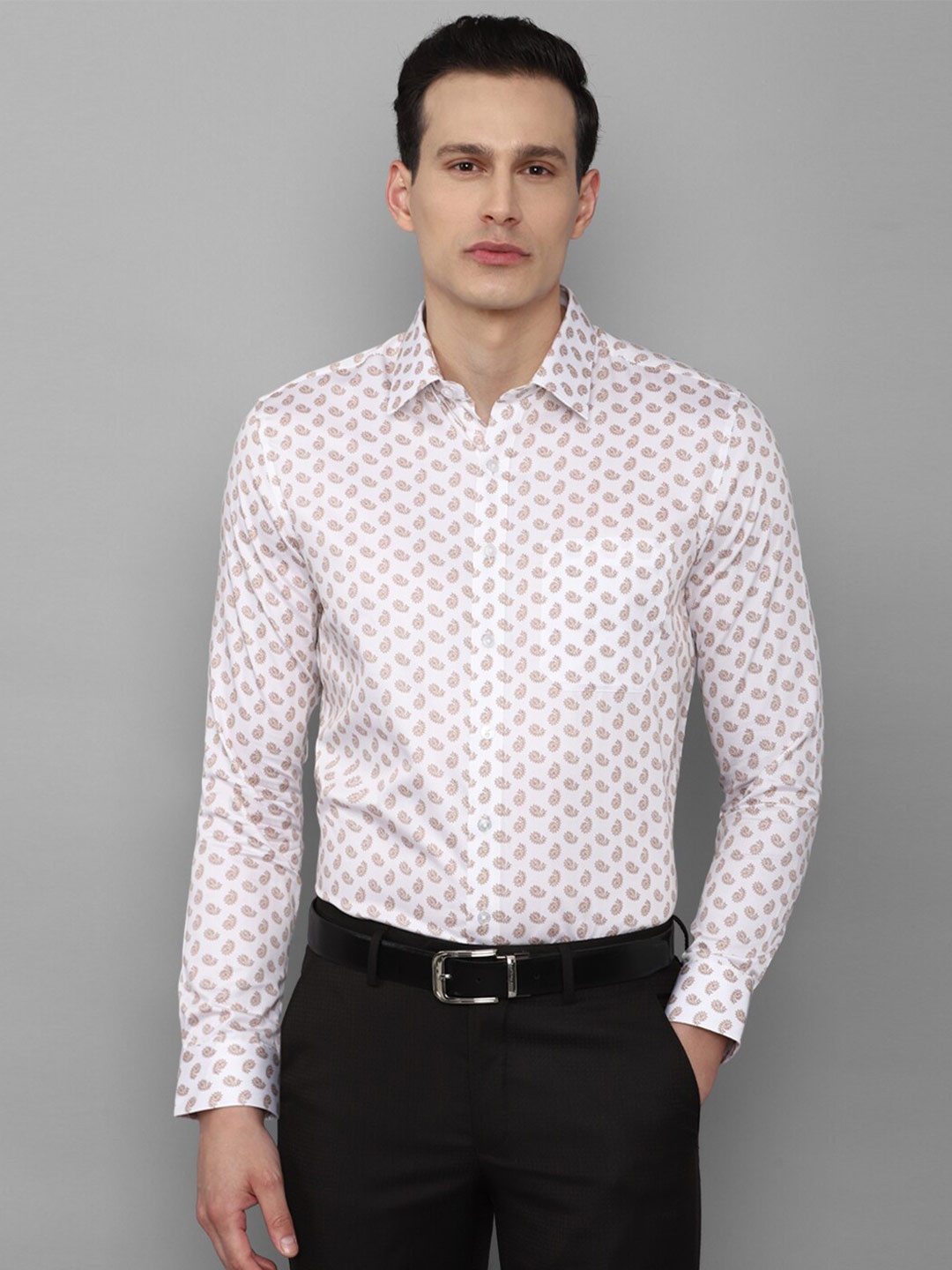 

Louis Philippe Men Beige Slim Fit Printed Formal Shirt
