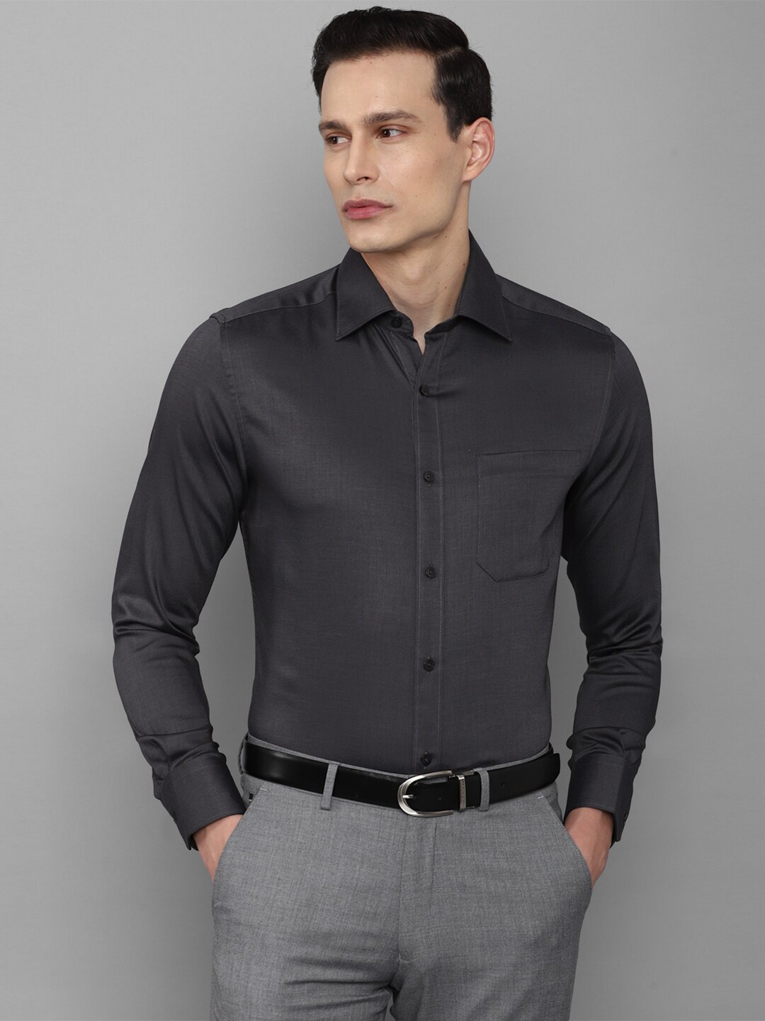 

Louis Philippe Men Pure cotton Grey Formal Shirt