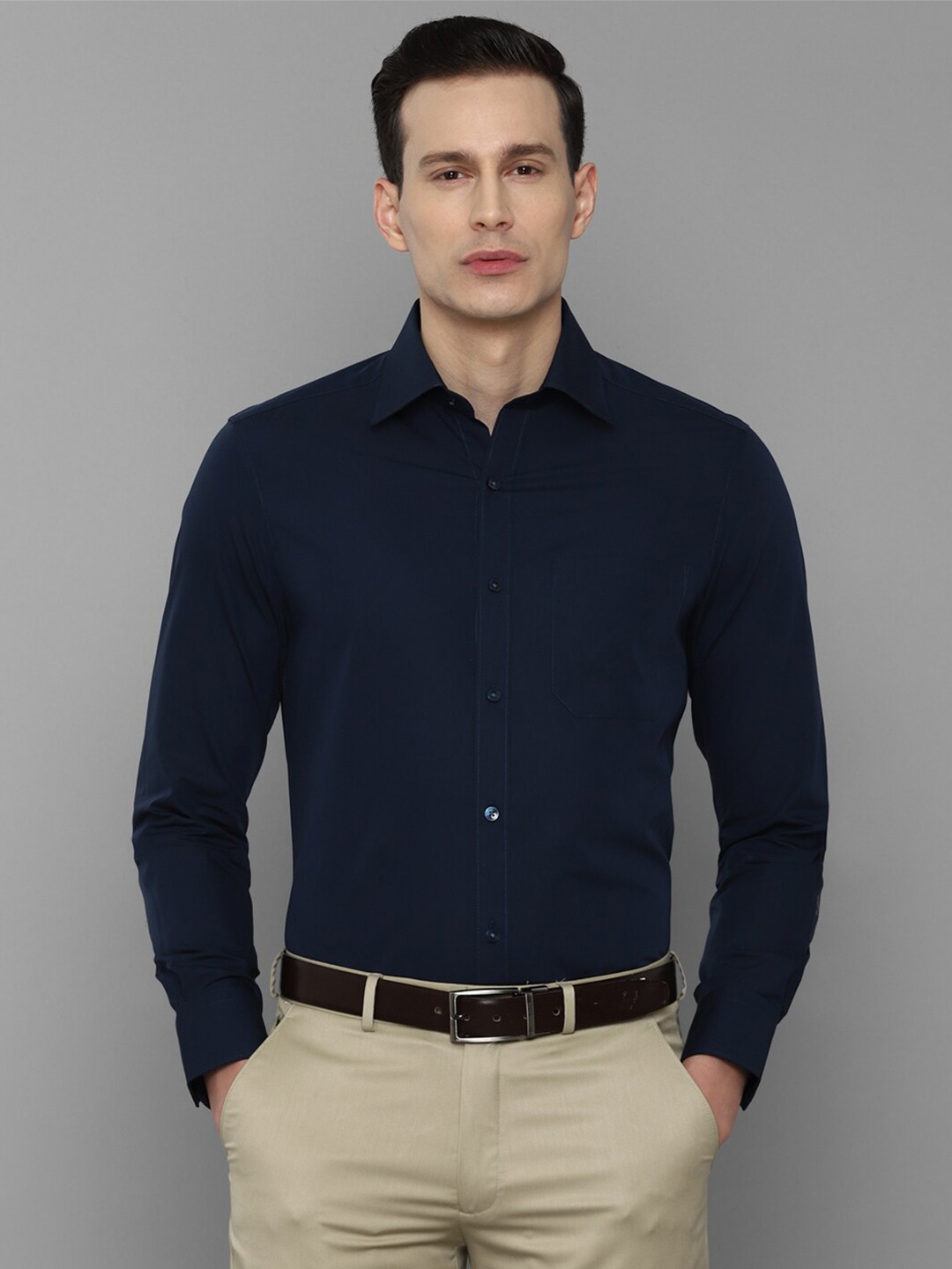 

Louis Philippe Men Pure cotton Navy Blue Formal Shirt