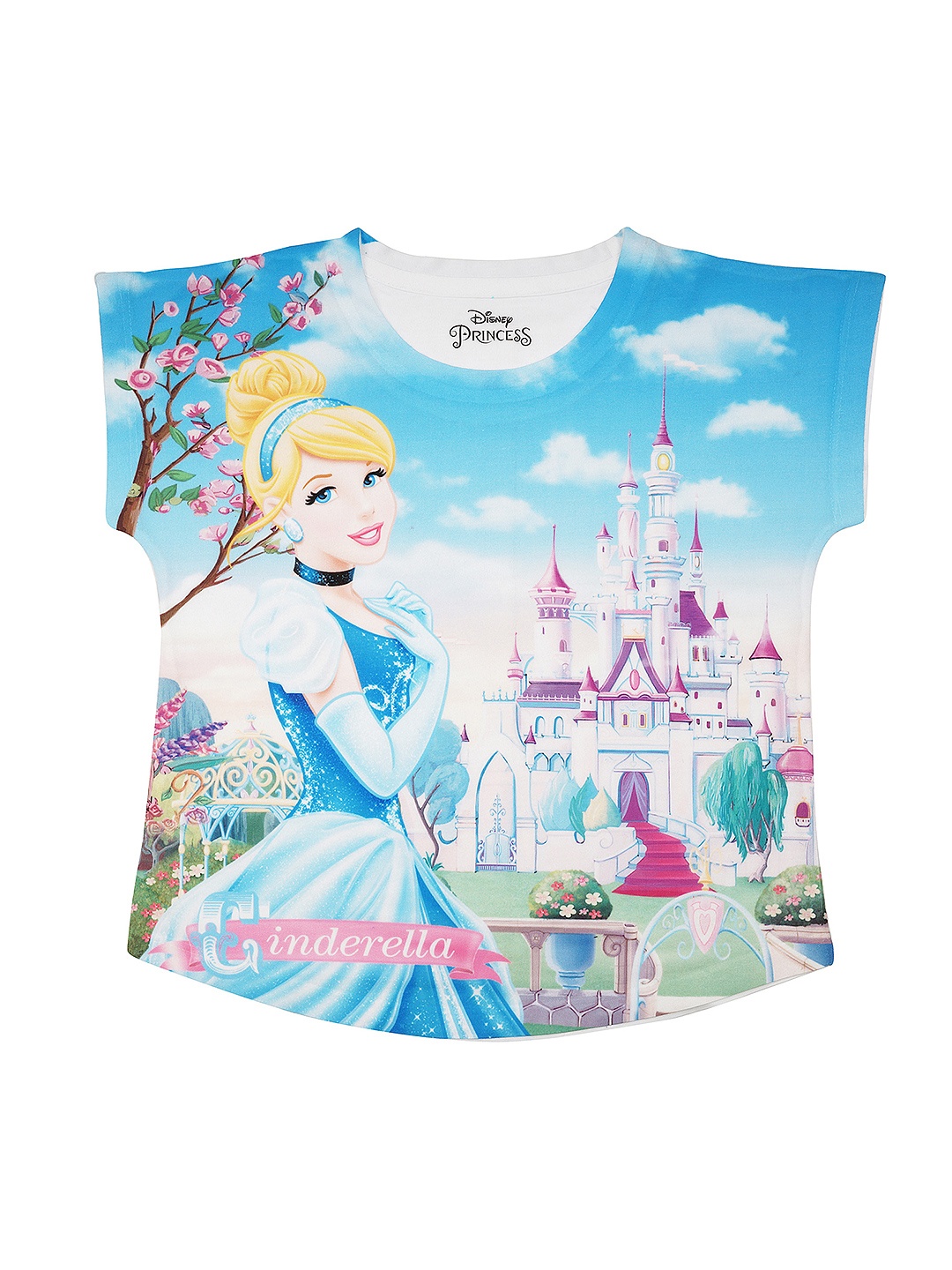 

Disney by Wear Your Mind Girls Blue Disney Princess Printed Top