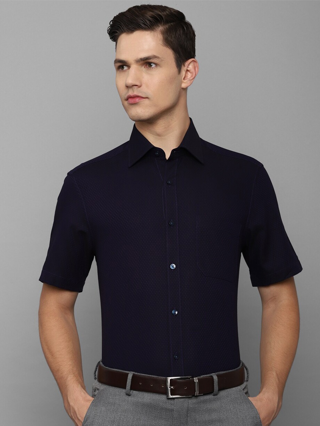 

Louis Philippe Men Navy Blue Formal Shirt
