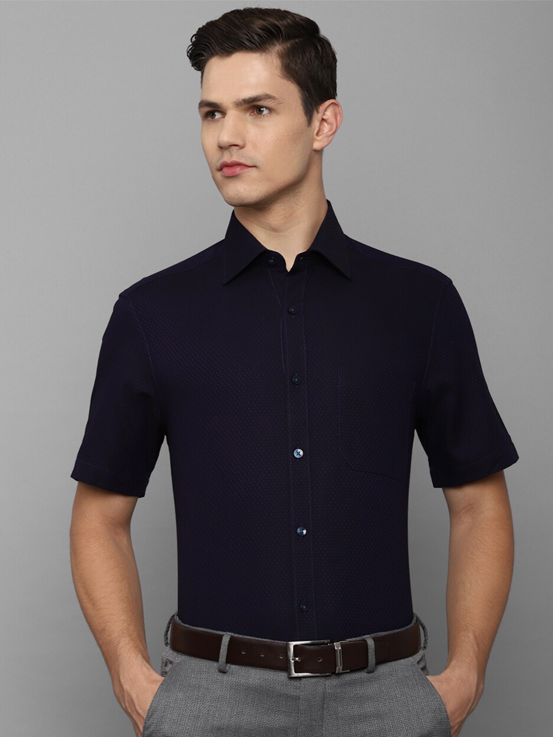 

Louis Philippe Men Navy Blue Formal Pure Cotton Shirt