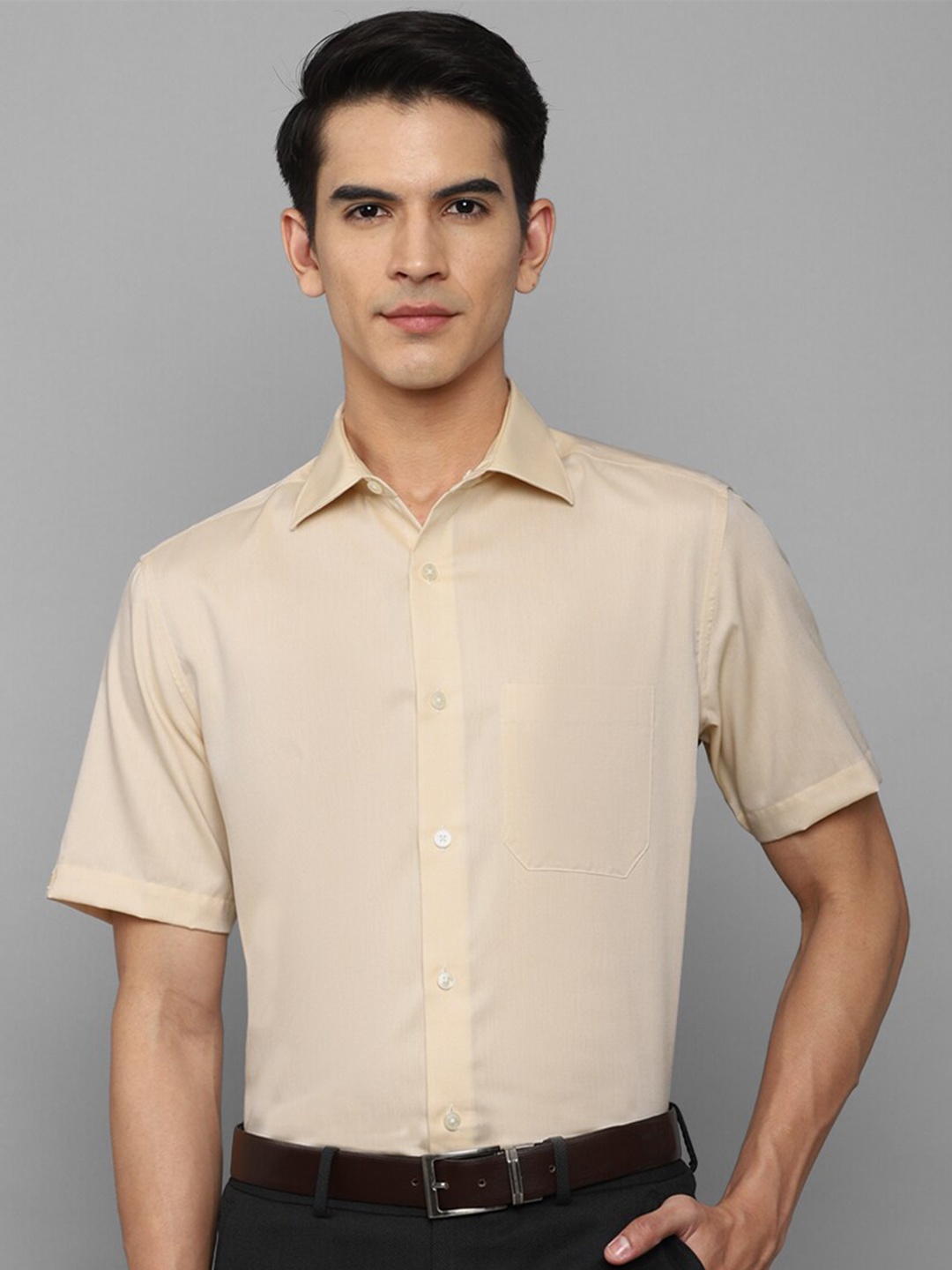 

Louis Philippe Men Pure cotton Cream-Coloured Formal Shirt
