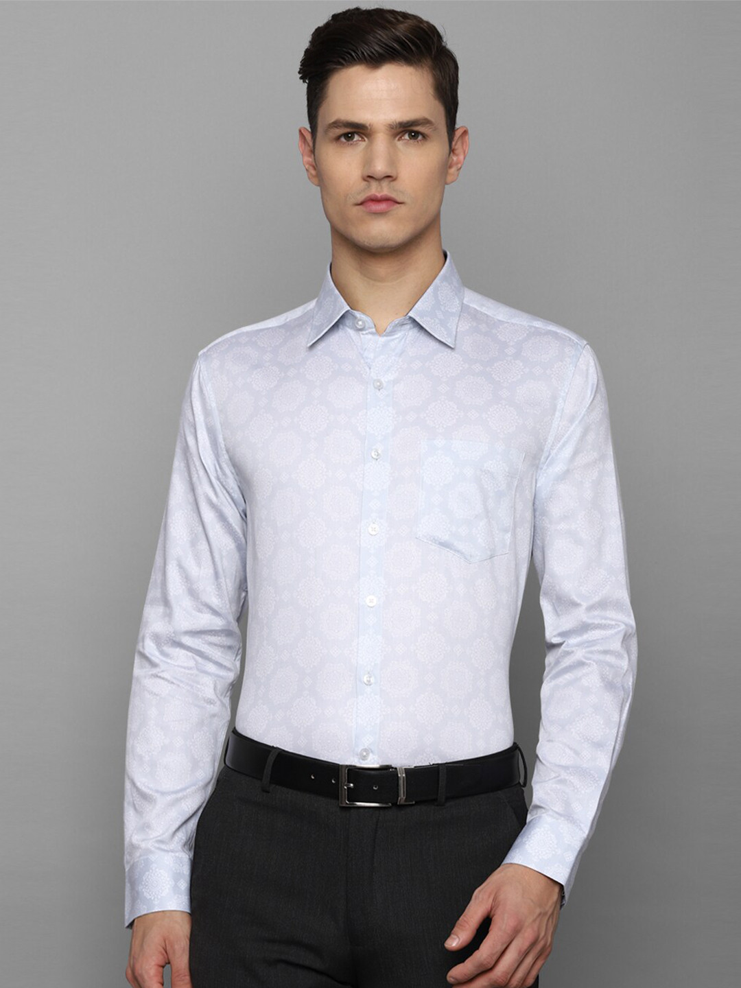 

Louis Philippe Men White Ethnic Motifs Print Slim Fit Cotton Formal Shirt