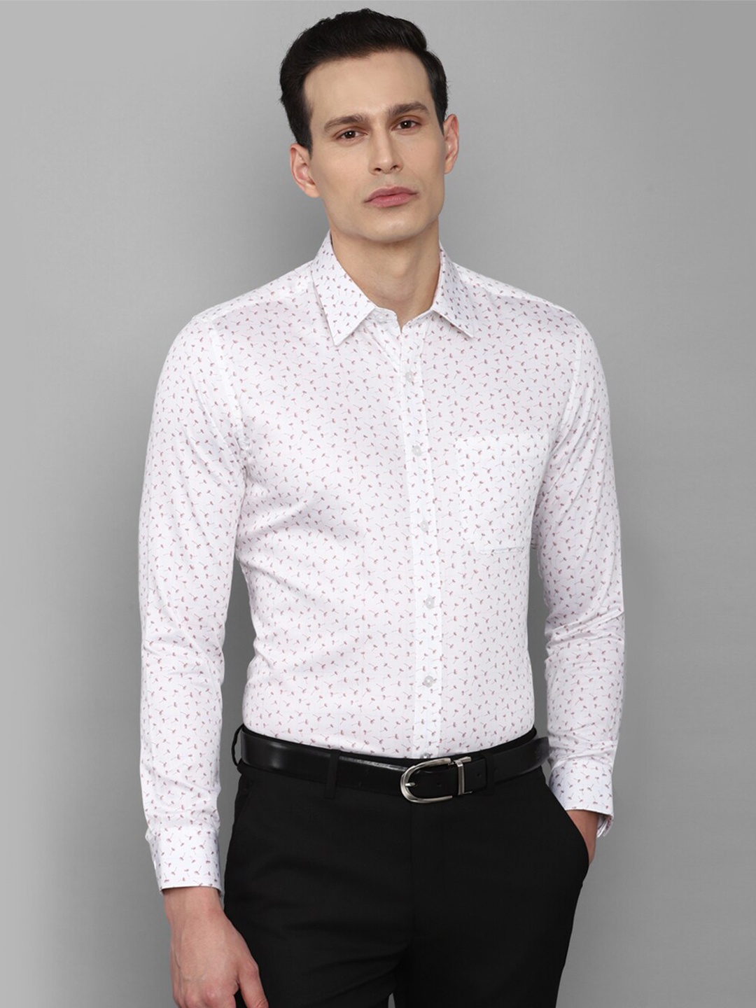 

Louis Philippe Men White Slim Fit Printed Formal Shirt