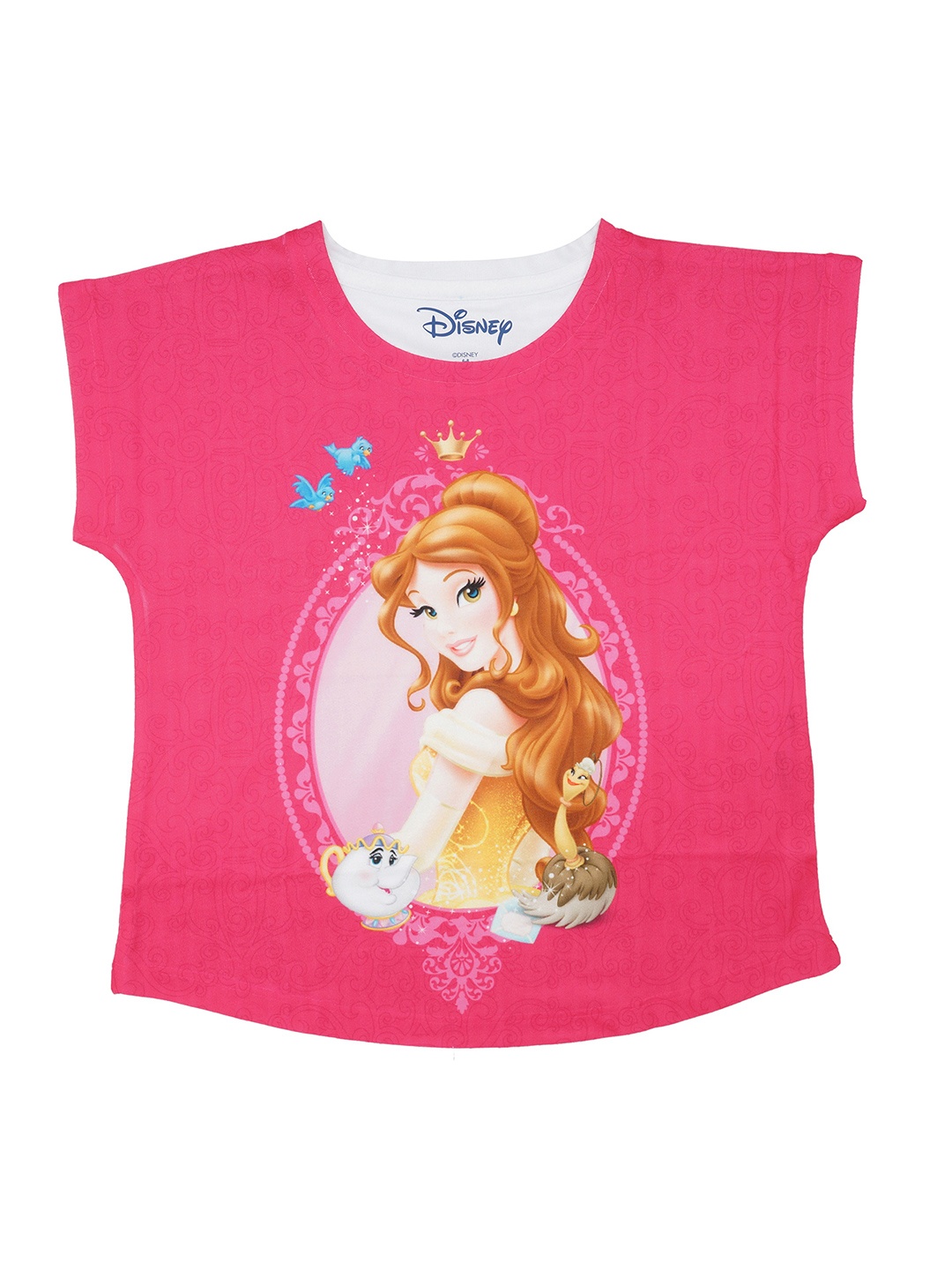 

Disney by Wear Your Mind Girls Pink & White Printed Top