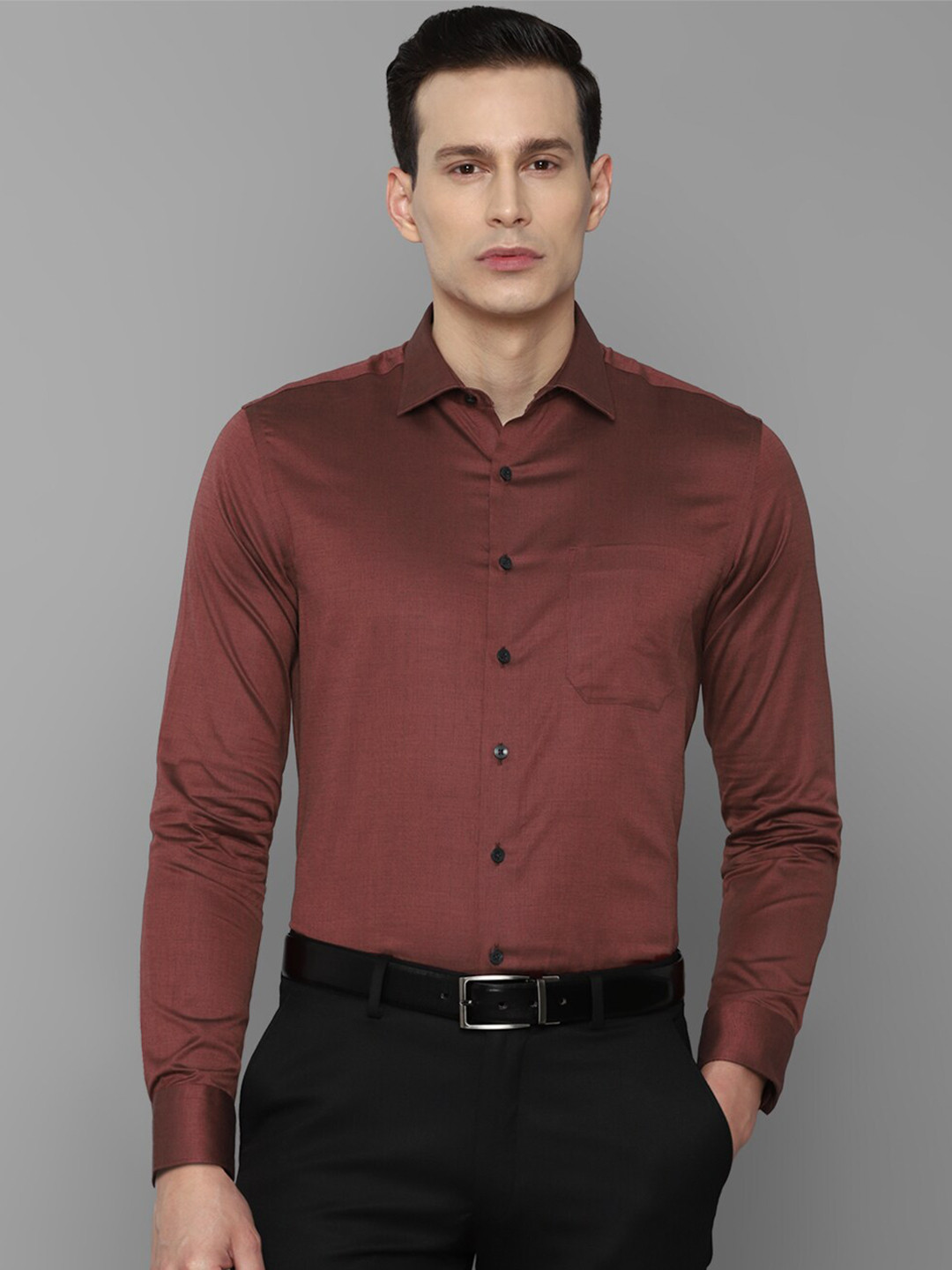

Louis Philippe Men Brown Slim Fit Pure Cotton Formal Shirt