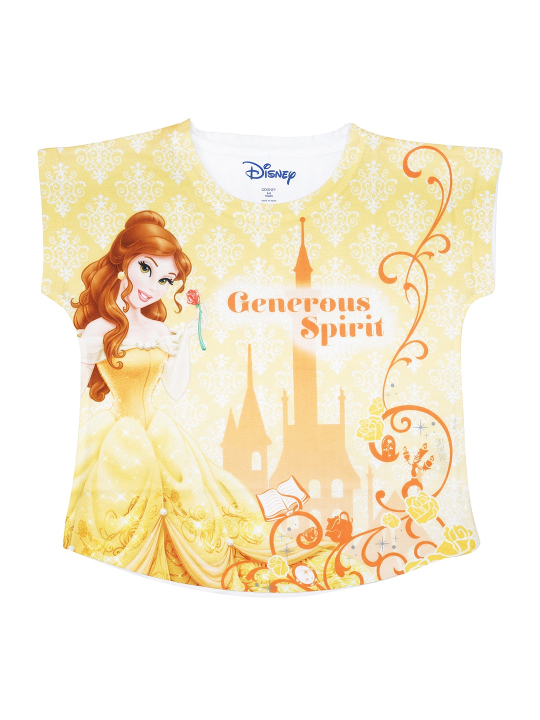 

Disney by Wear Your Mind Girls Yellow Disney Princess Printed Top