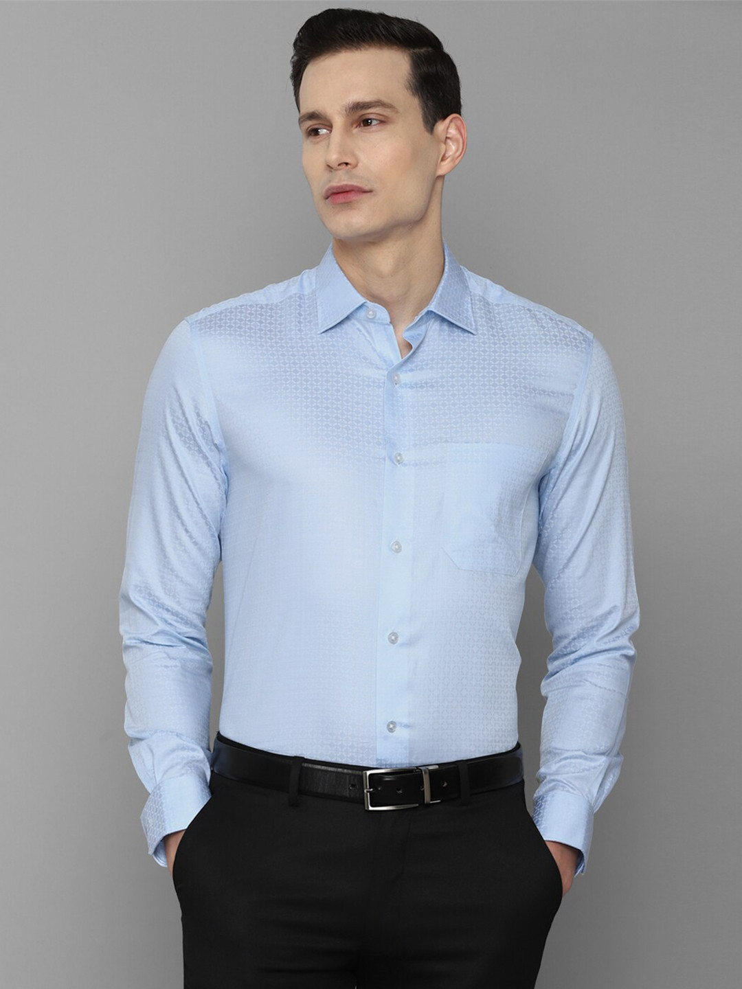 

Louis Philippe Men Blue Printed Cotton Formal Shirt