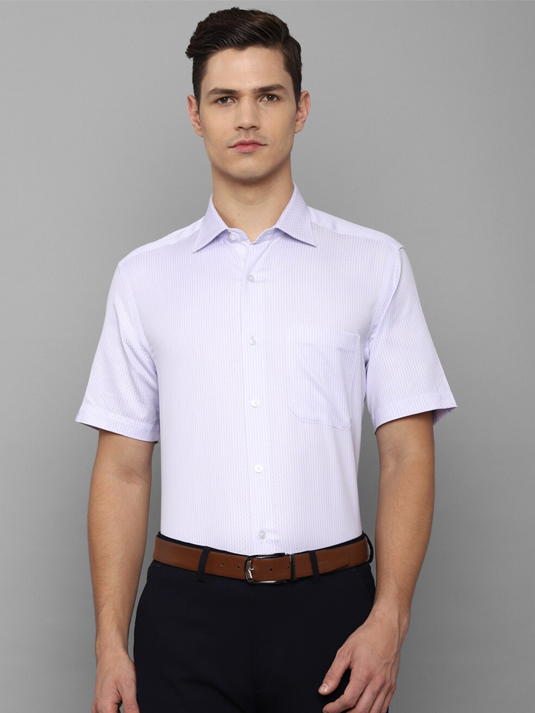 

Louis Philippe Men Purple Printed Cotton Formal Shirt