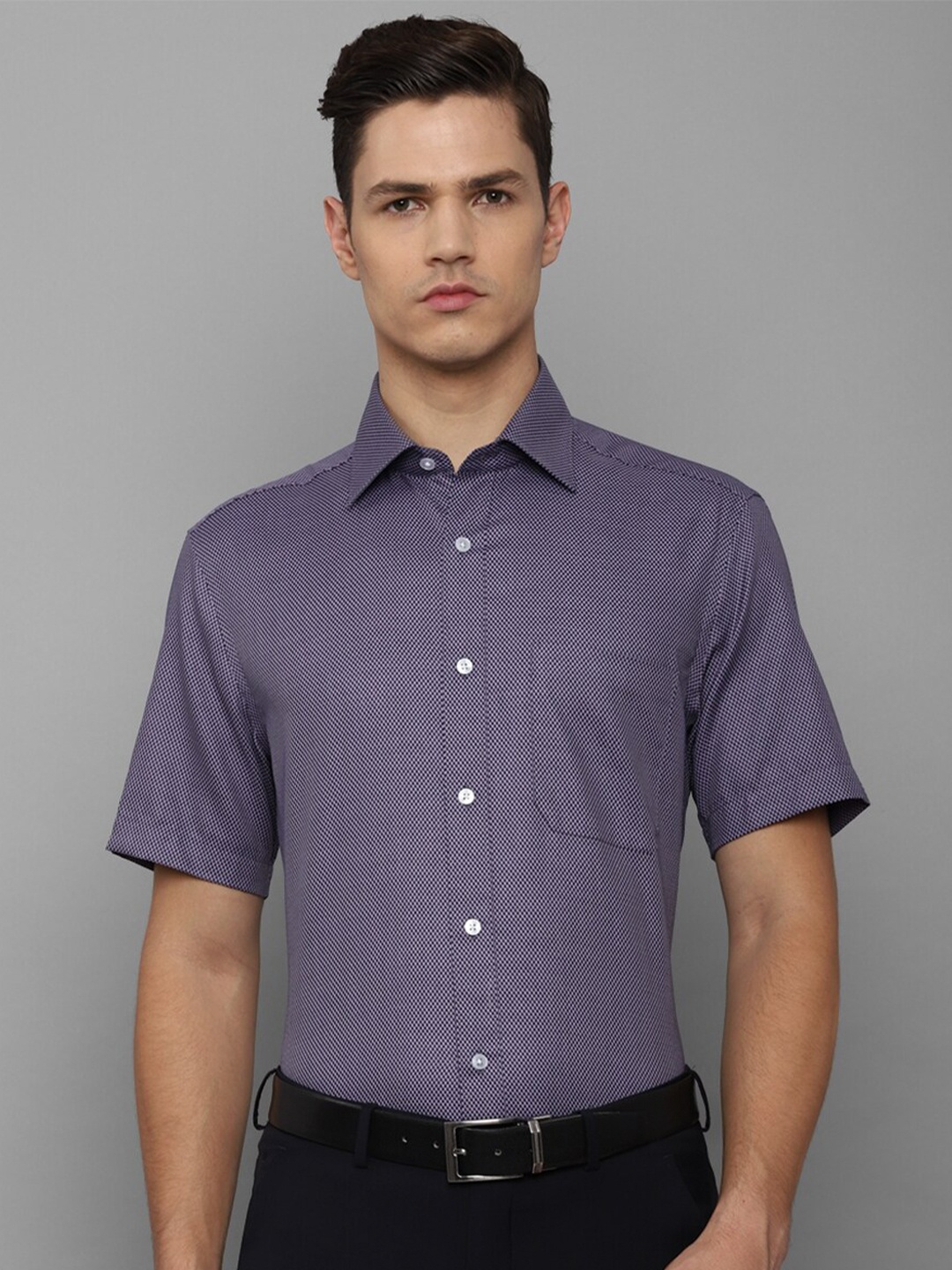 

Louis Philippe Men Purple Printed Formal Cotton Shirt