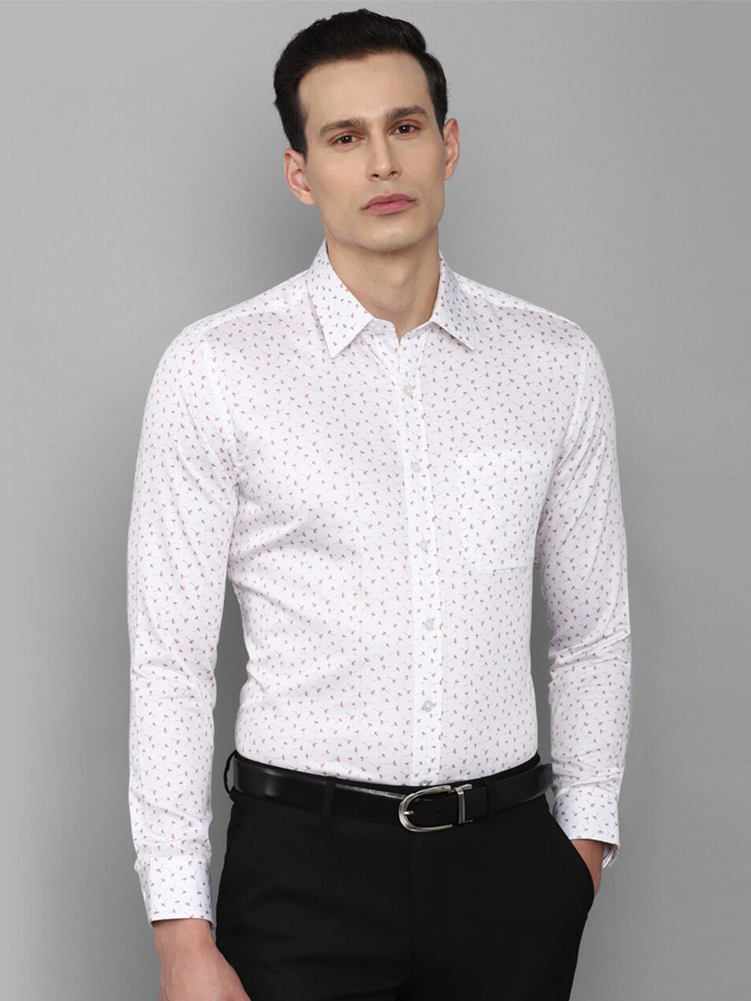 

Louis Philippe Men White Slim Fit Printed Formal Cotton Shirt